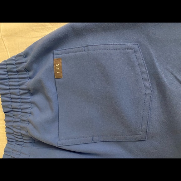 FIGS Blue Zamora High Waisted - Petite Scrub Pants - Picture 6 of 8